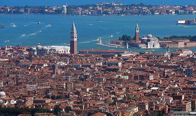 Venetie Zicht op Venetië vanuit de lucht