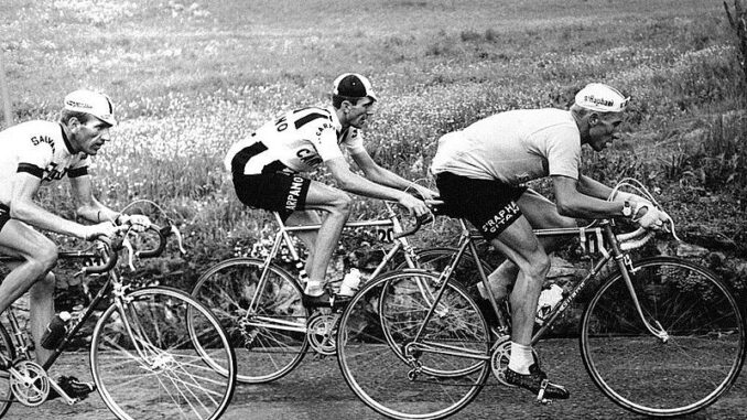 Vittorio Adorni samen met Italo Zilioli en Jacques Anquetil