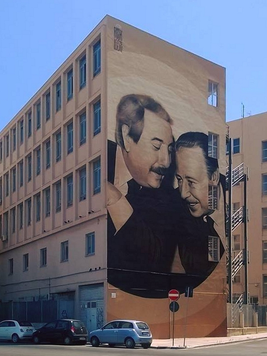 Paolo Borsellino en Giovanni Falcone vereeuwigd met street art in Palermo